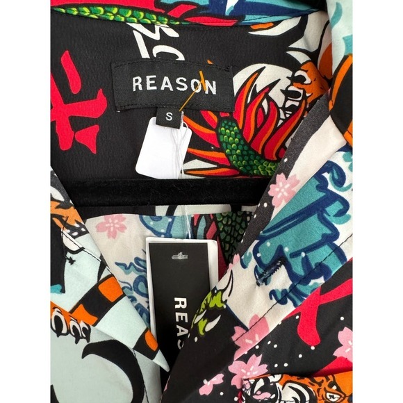 Men’s Reason Tattoo Style Funky Print Shirt Polyester Size Small - Picture 5 of 6